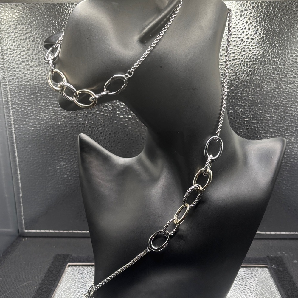 Elegant Silver and Gold Chain Necklace